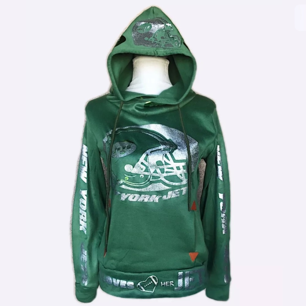 New York Jets hoodie-silver glitter/metallic logos